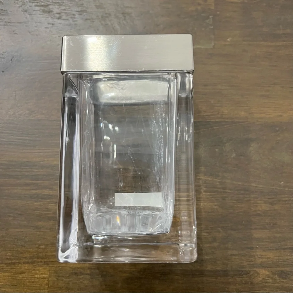 ✅ heavy glass and brushed nickel bathroom decorative cup/ toothbrush
